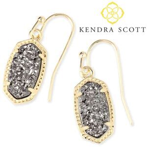 NWOT Kendra Scott Lee Gold Platinum Drusy Drop Earrings